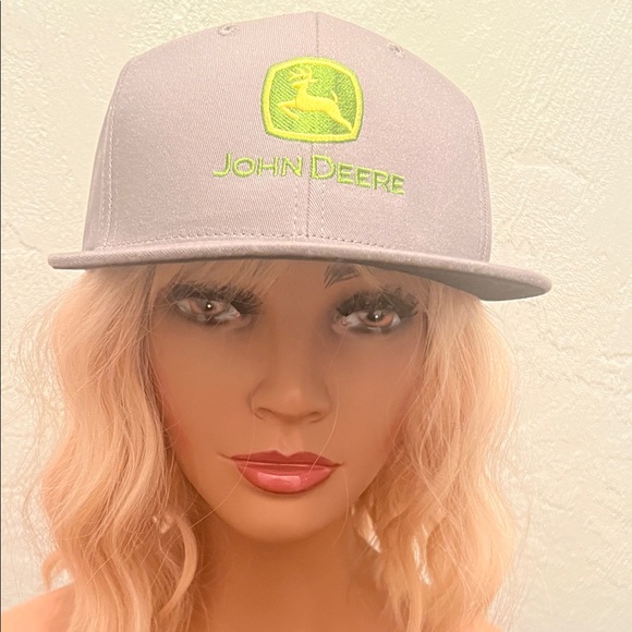 John Deere Other - #1596** John Deere Light Gray Cap with Lime Logo - Unisex